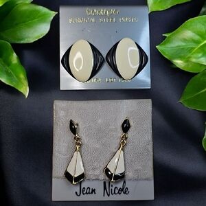 Chic Black and Cream Earrings Collection